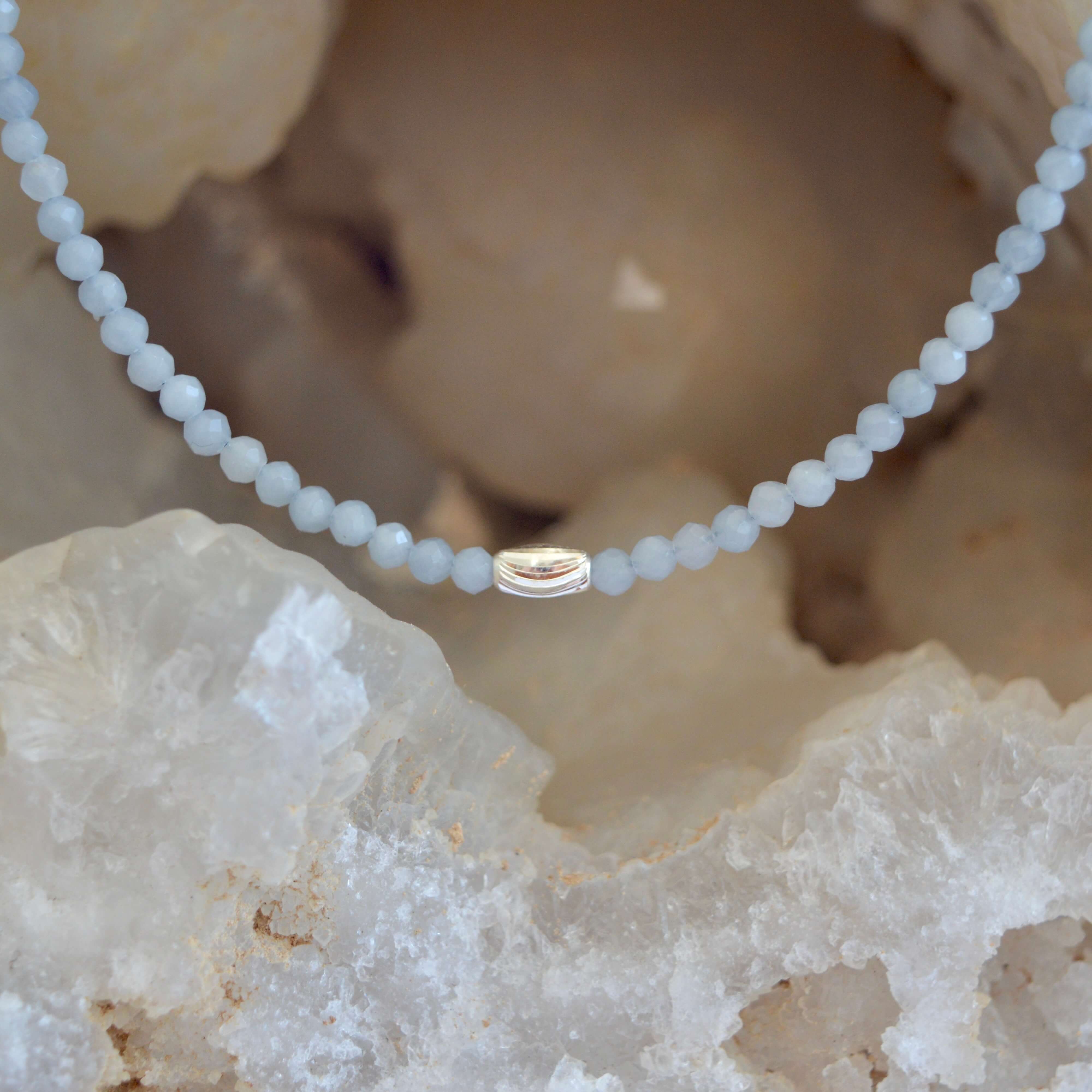 THE DAINTY- Silver- Angelite- NECKLACE