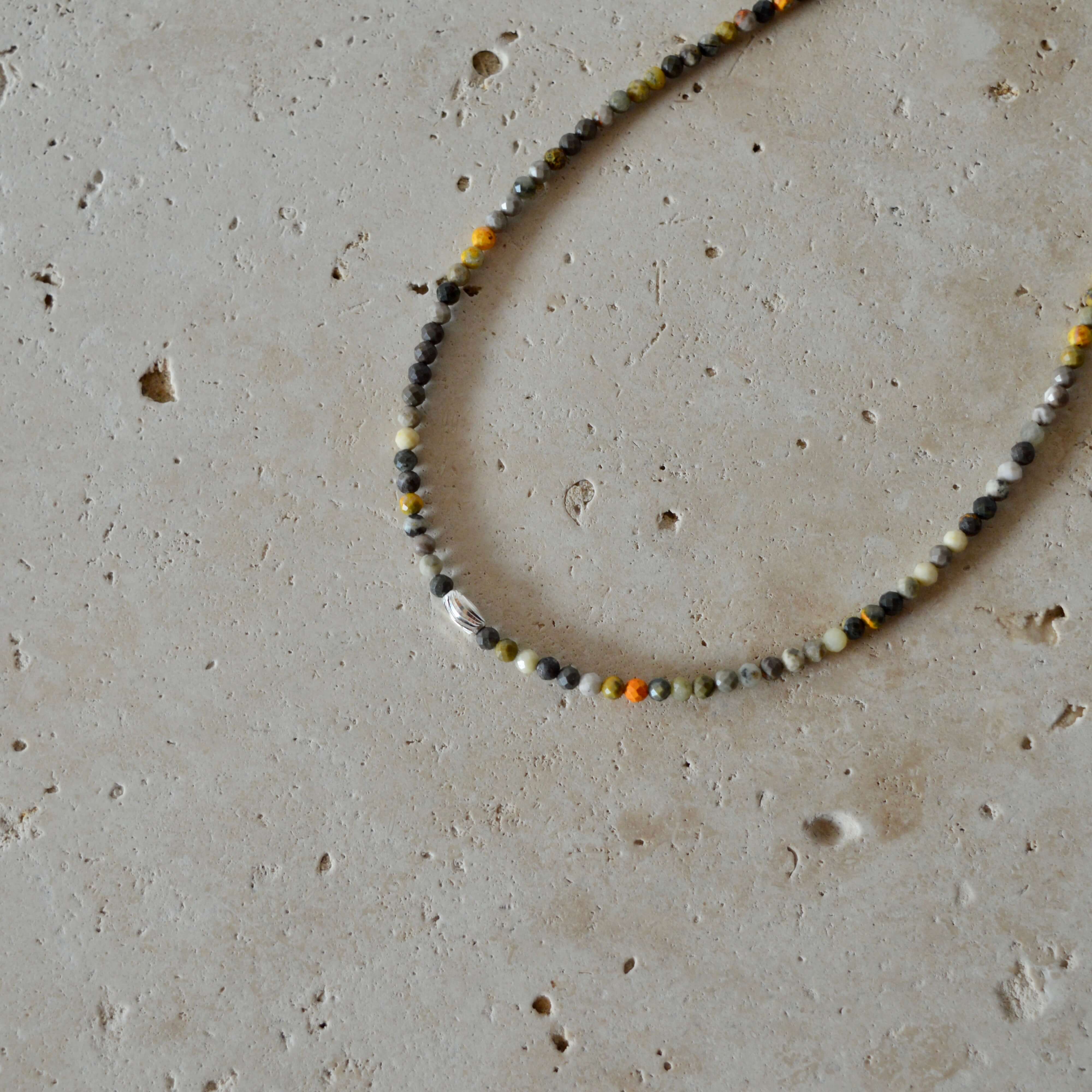 THE DAINTY- Silver- Bumblebee Jasper- NECKLACE