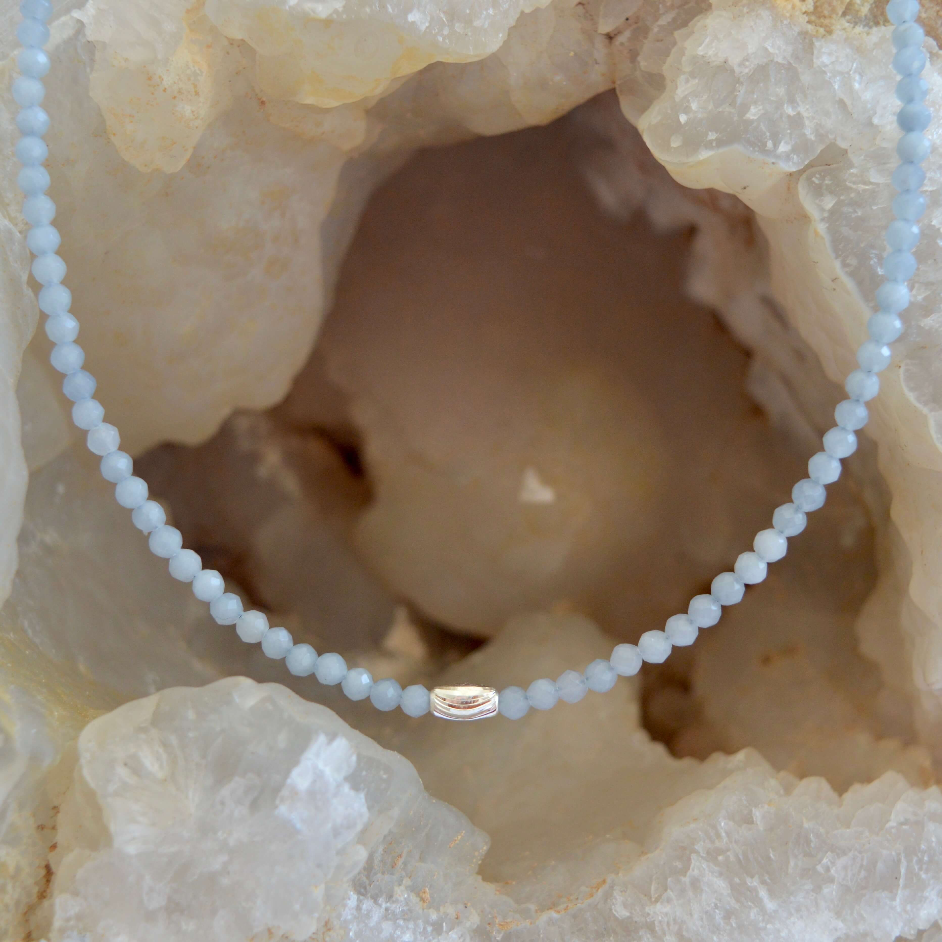 THE DAINTY- Silver- Angelite- NECKLACE