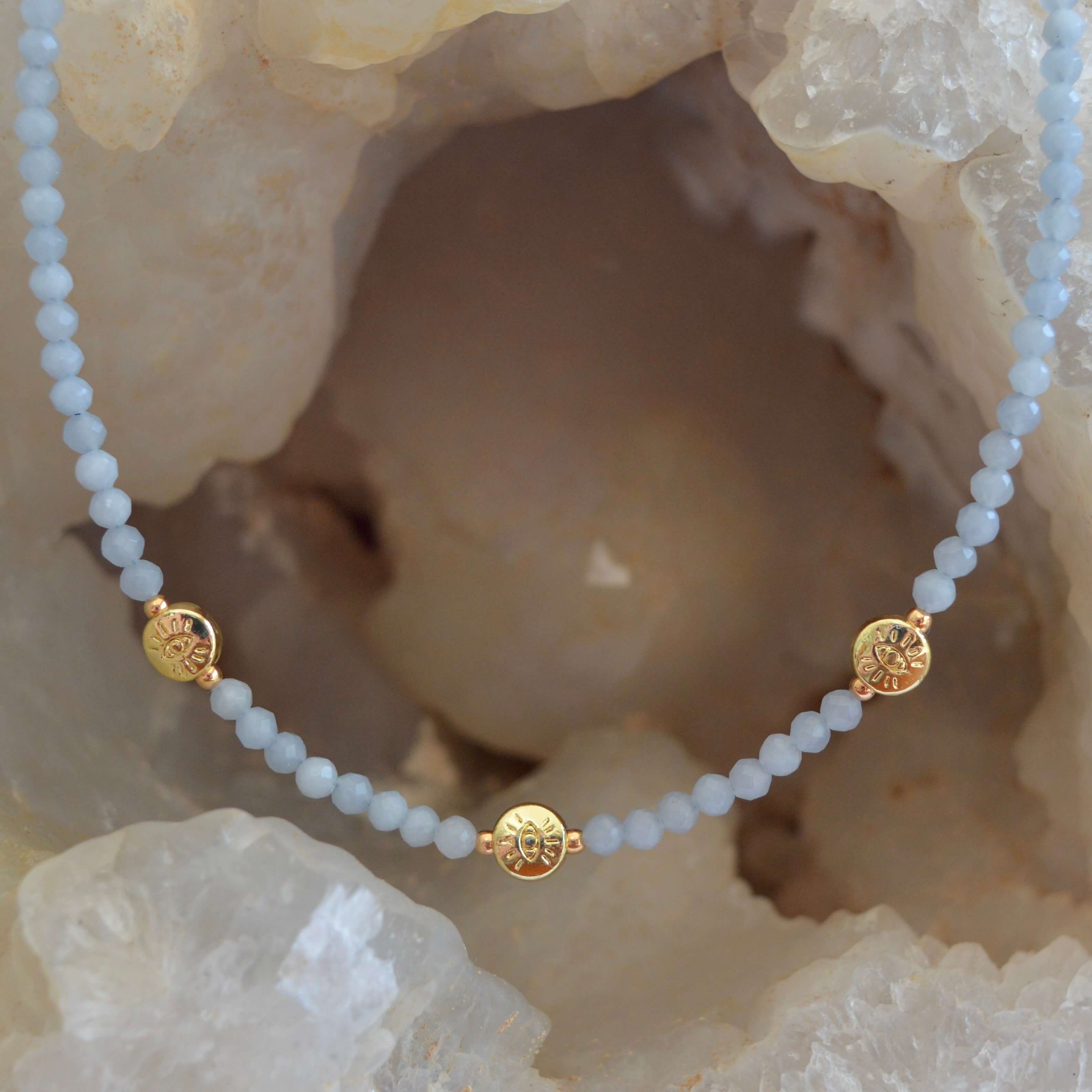 THE DAINTY- EYES- Angelite- NECKLACE