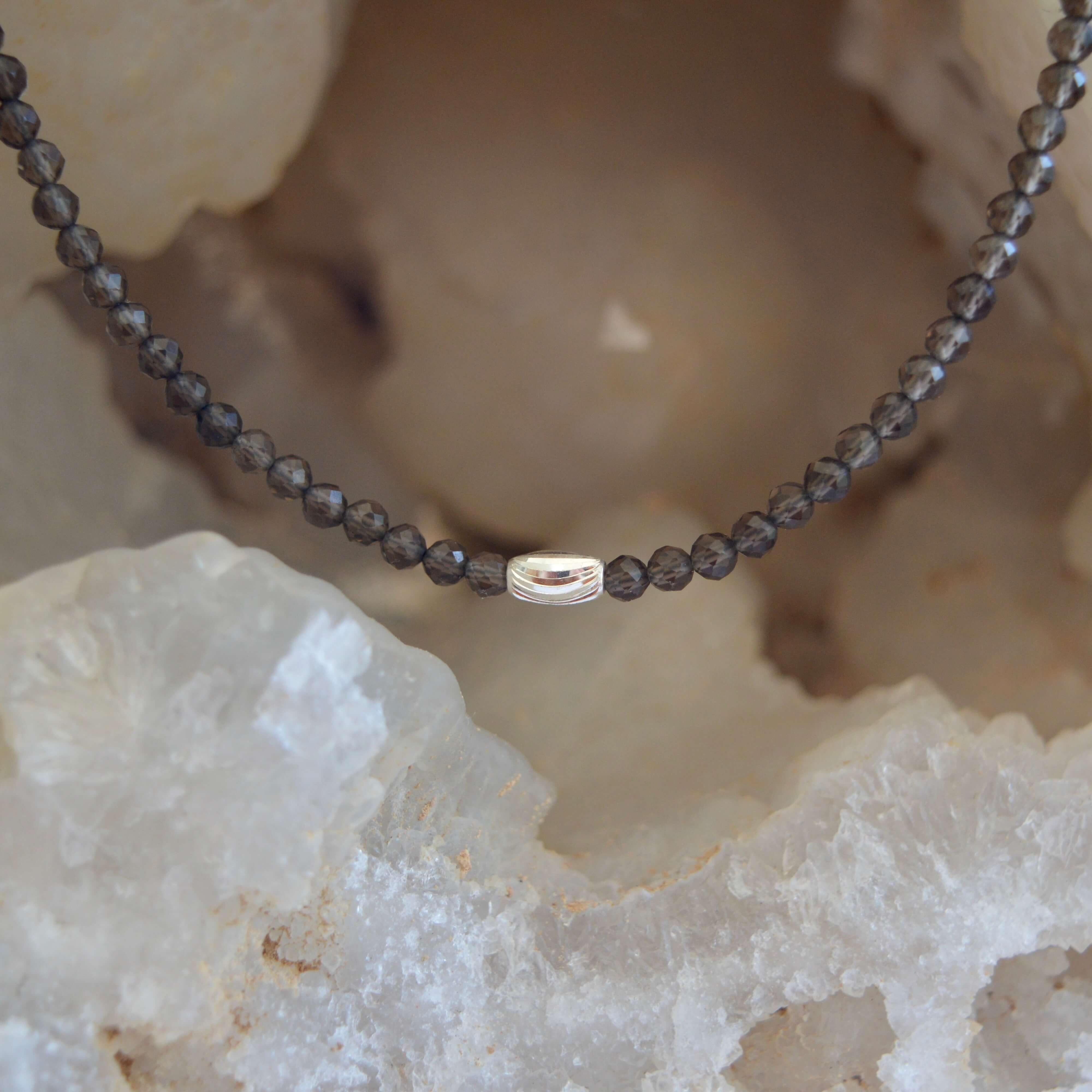 THE DAINTY- Silver- Smokey Quartz- NECKLACE