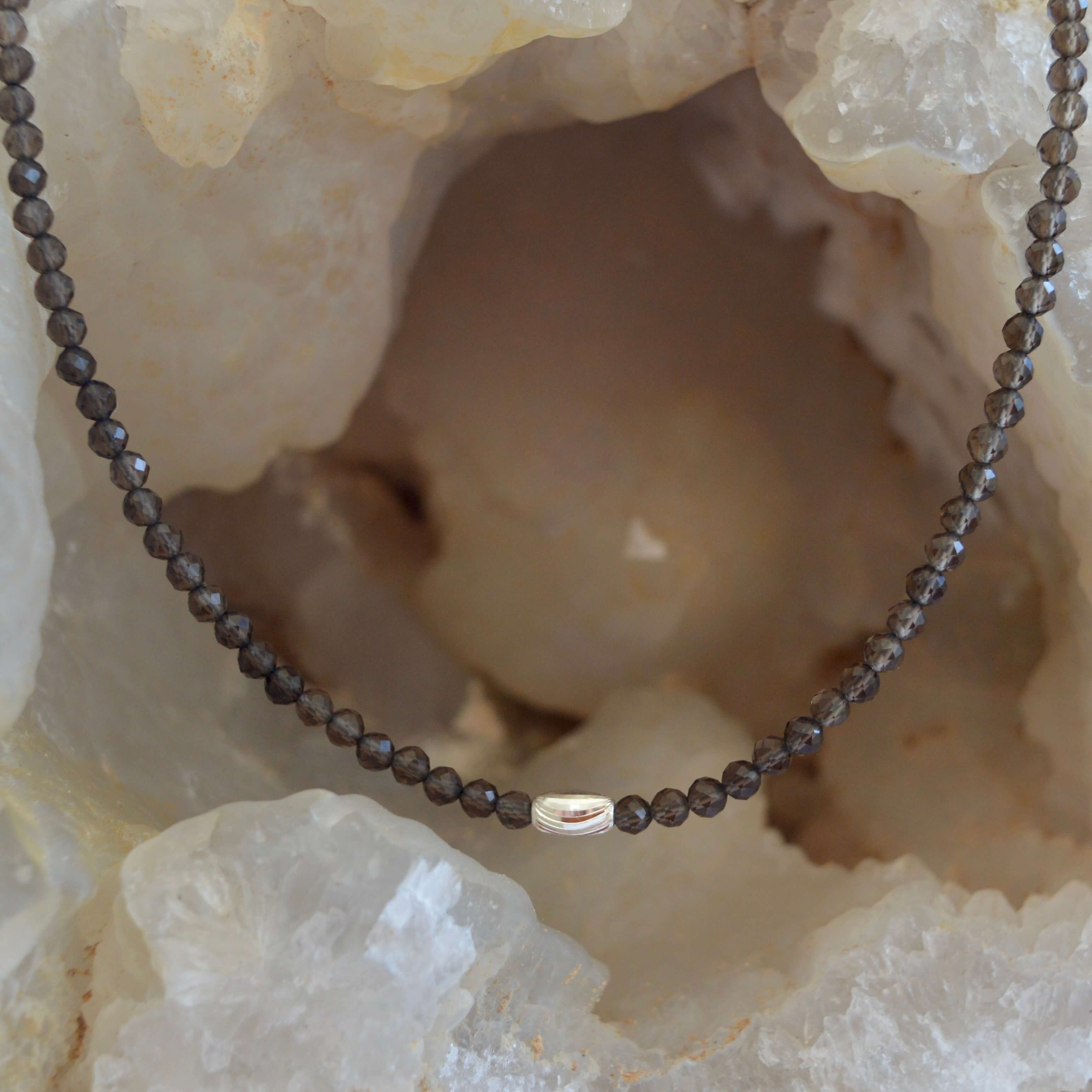 THE DAINTY- Silver- Smokey Quartz- NECKLACE