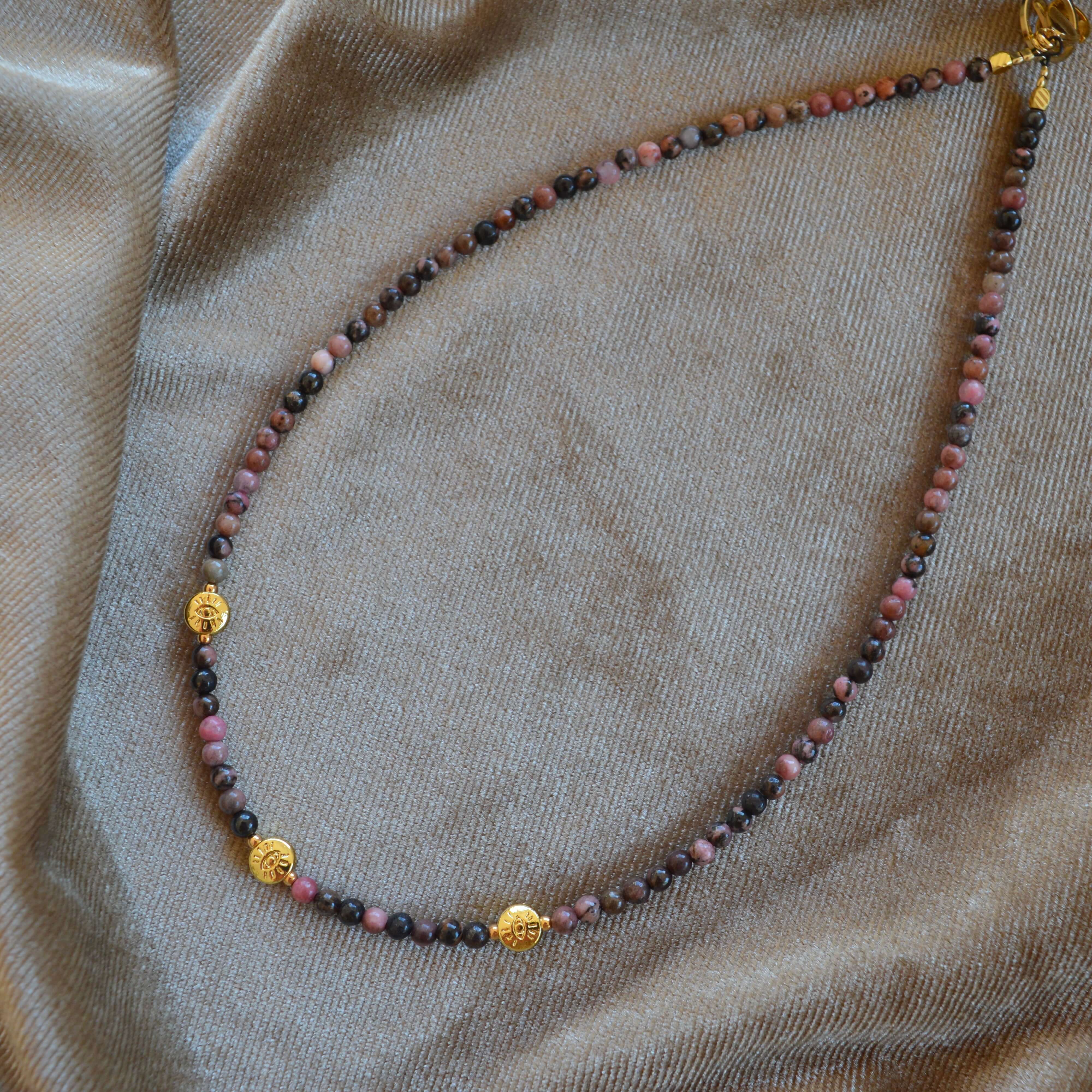 THE DAINTY- EYES- Rhodonite- NECKLACE