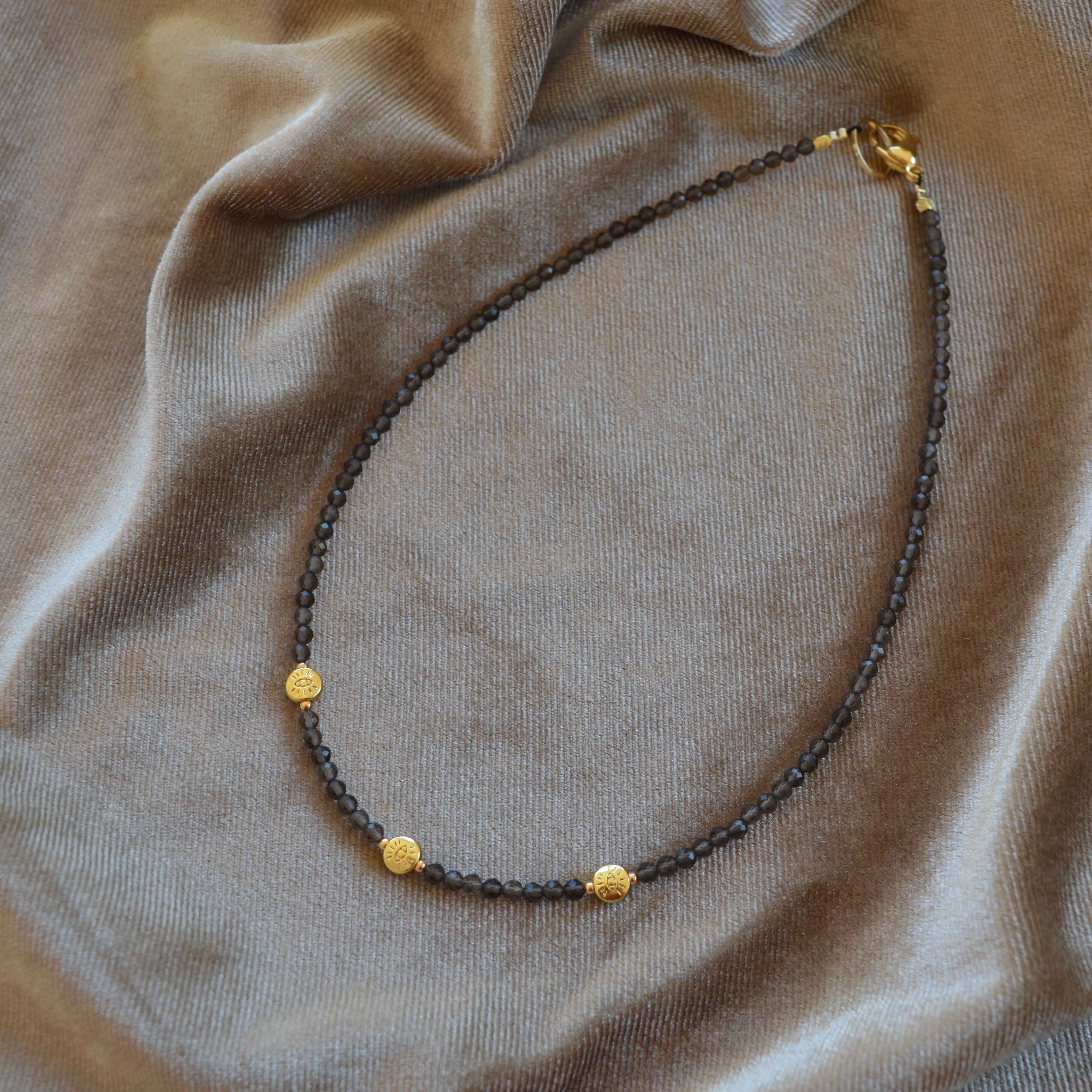 THE DAINTY- EYES- Smokey Quartz- NECKLACE