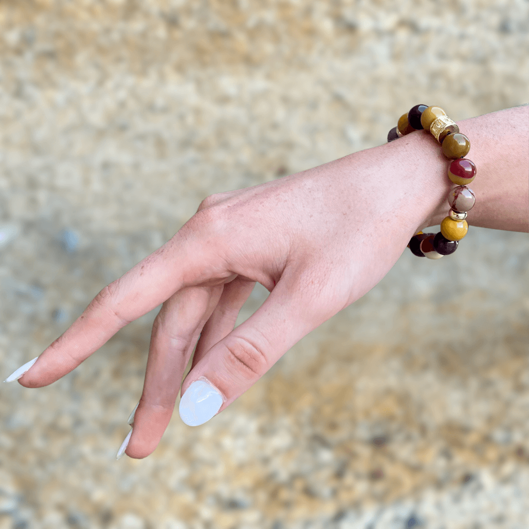 MOOKAITE & GOLD BEADED BRACELET - HALCYON COLLECTION